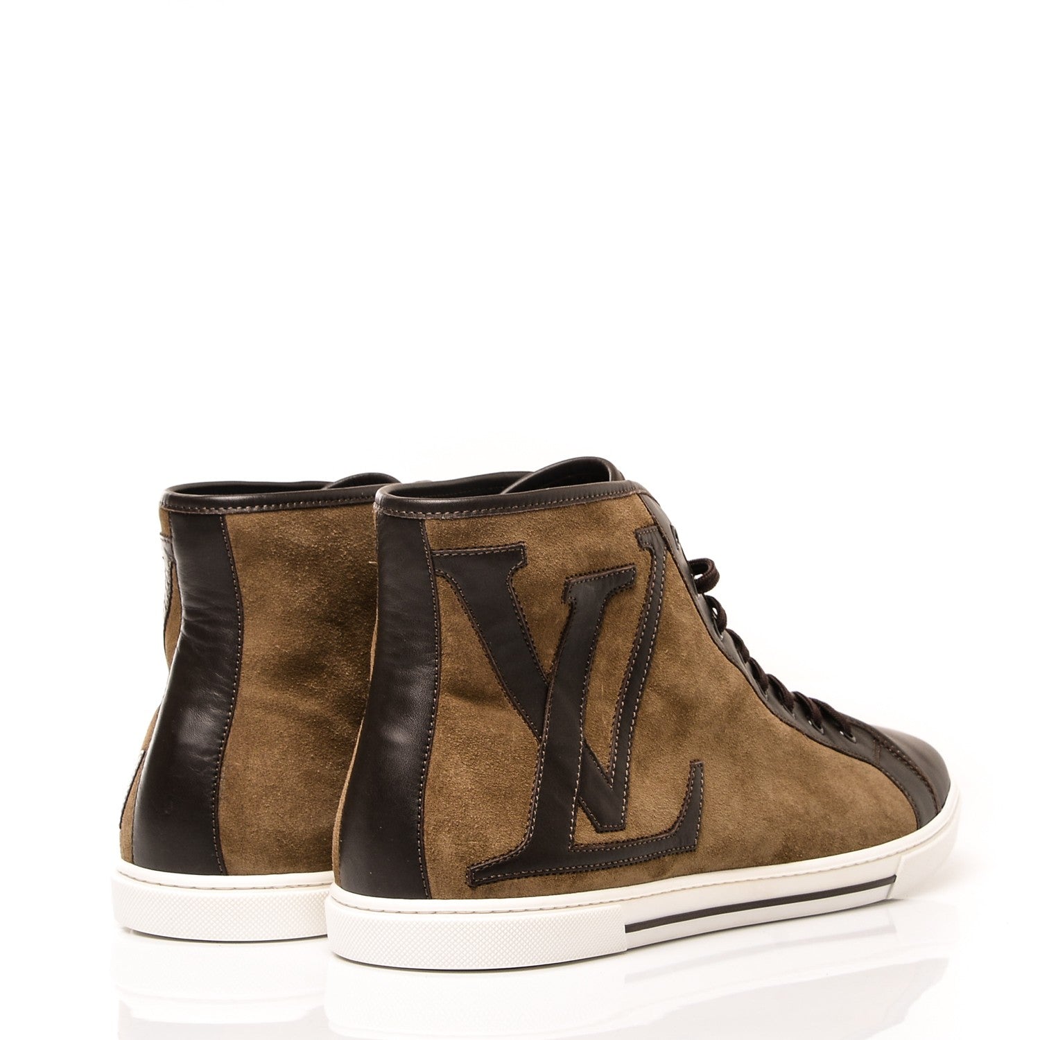 Louis Vuitton Suede Punchy High Top Sneaker Boots Olive 4 of 8