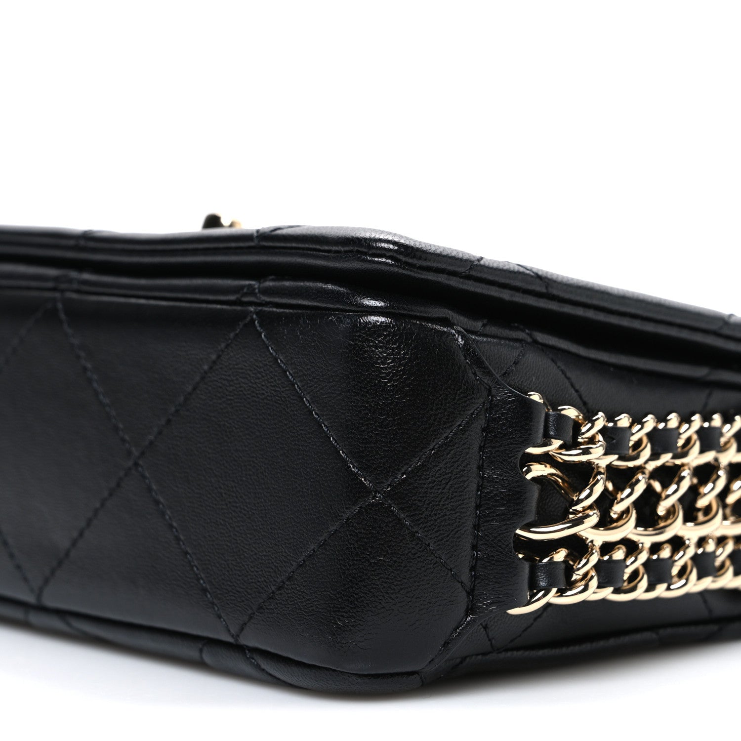 Chanel Lambskin Quilted Mini Chain Rows Flap Black 10 of 10