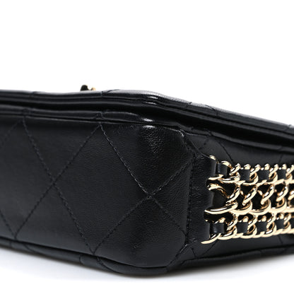 Chanel Lambskin Quilted Mini Chain Rows Flap Black 10 of 10