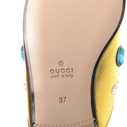 Gucci Metallic Nappa Crystal Womens Princetown Slippers 37 Gold 8 of 9