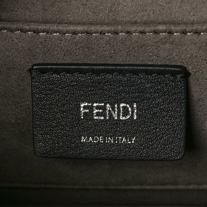 Fendi Raffia Vitello Century F is Fendi FF Embroidered Fringe Small Kan I Shoulder Bag Natural Black 5 of 8