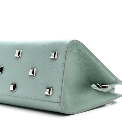 Salvatore Ferragamo Hammered Calfskin Small The Studio Box Bag Aqua Green 9 of 11
