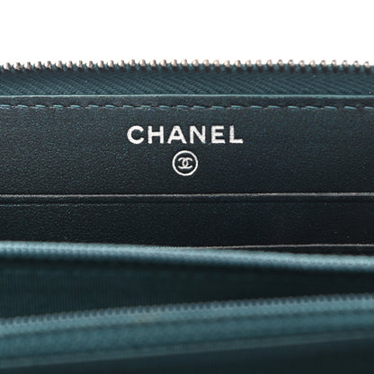Chanel Iridescent Caviar Quilted Medium Filigree Zip Around Wallet Dark Turquoise 6 of 12