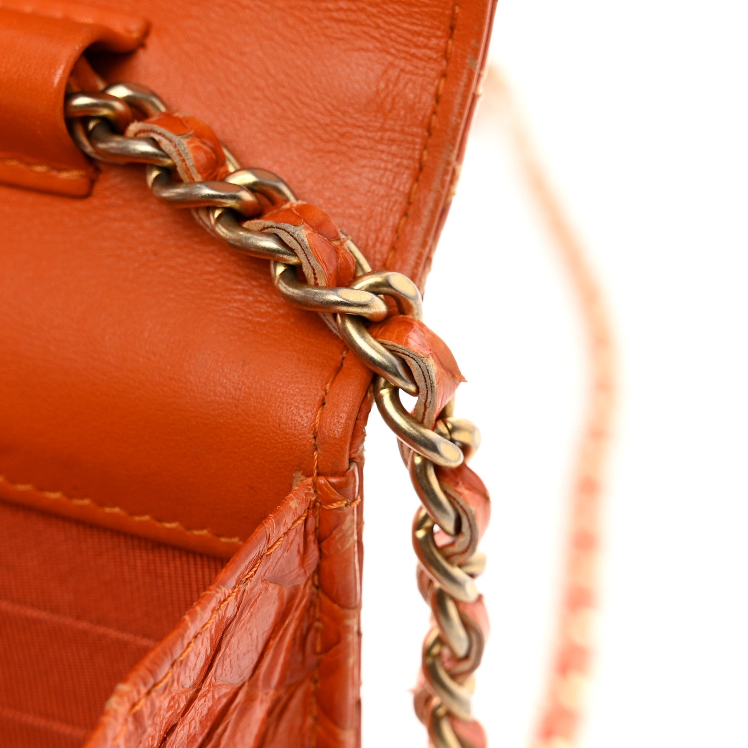 Chanel Snakeskin Wallet On Chain WOC Orange 11 of 14