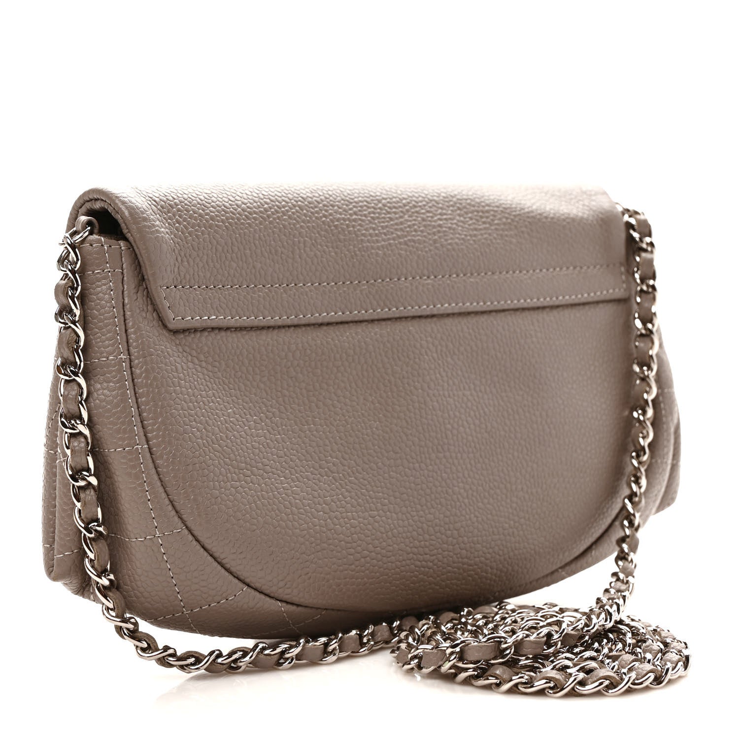 Chanel Caviar Half Moon Wallet On Chain WOC Light Grey 3 of 9