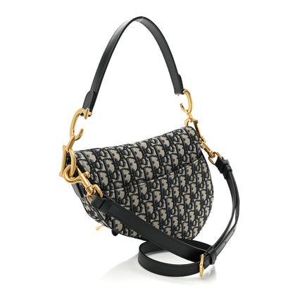 Christian Dior Oblique Saddle Bag With Strap Blue 3 of 9