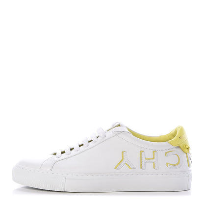 Givenchy Calfskin Reverse Logo Womens Urban Street Sneakers 38 White Yellow 1 of 10