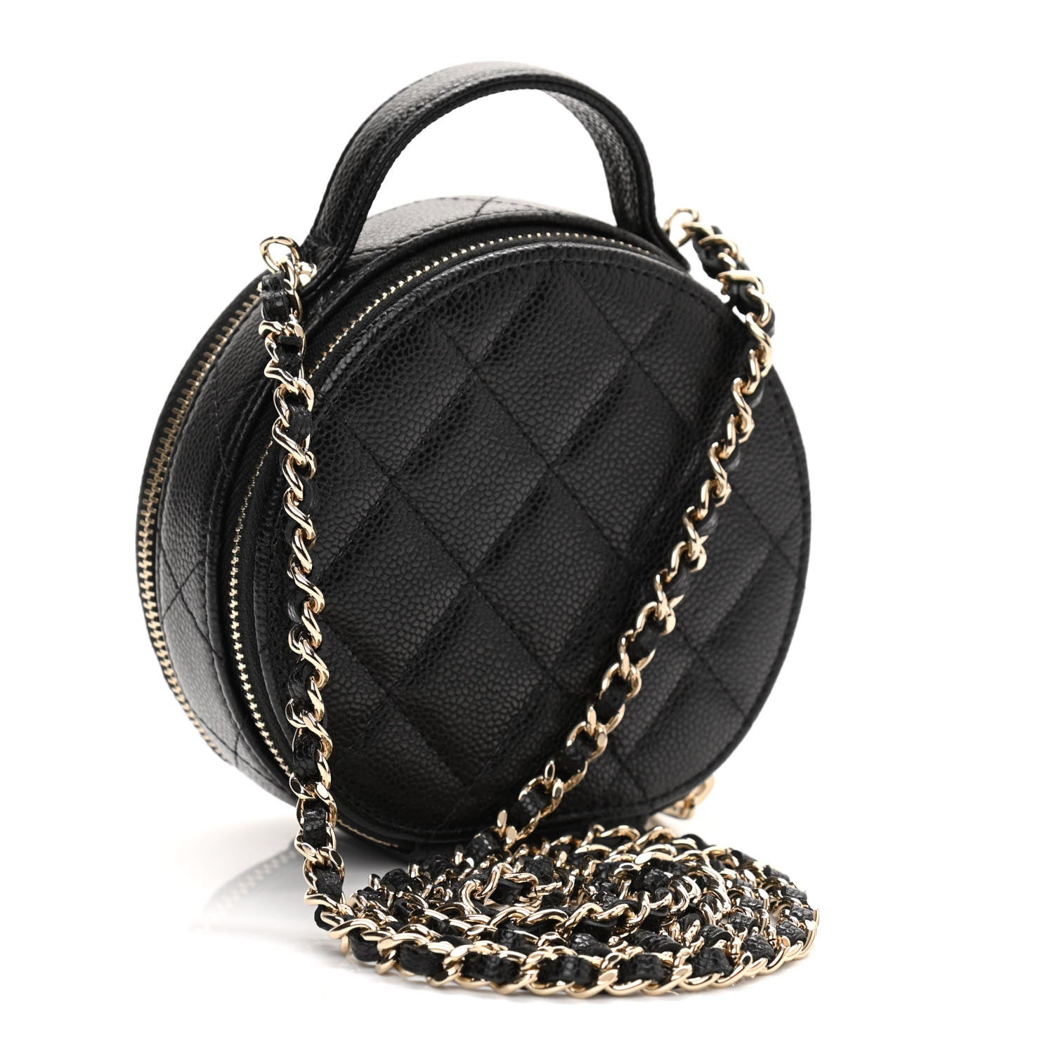 Chanel Caviar Quilted Round Handle With Care Vanity With Chain Black 3 of 14