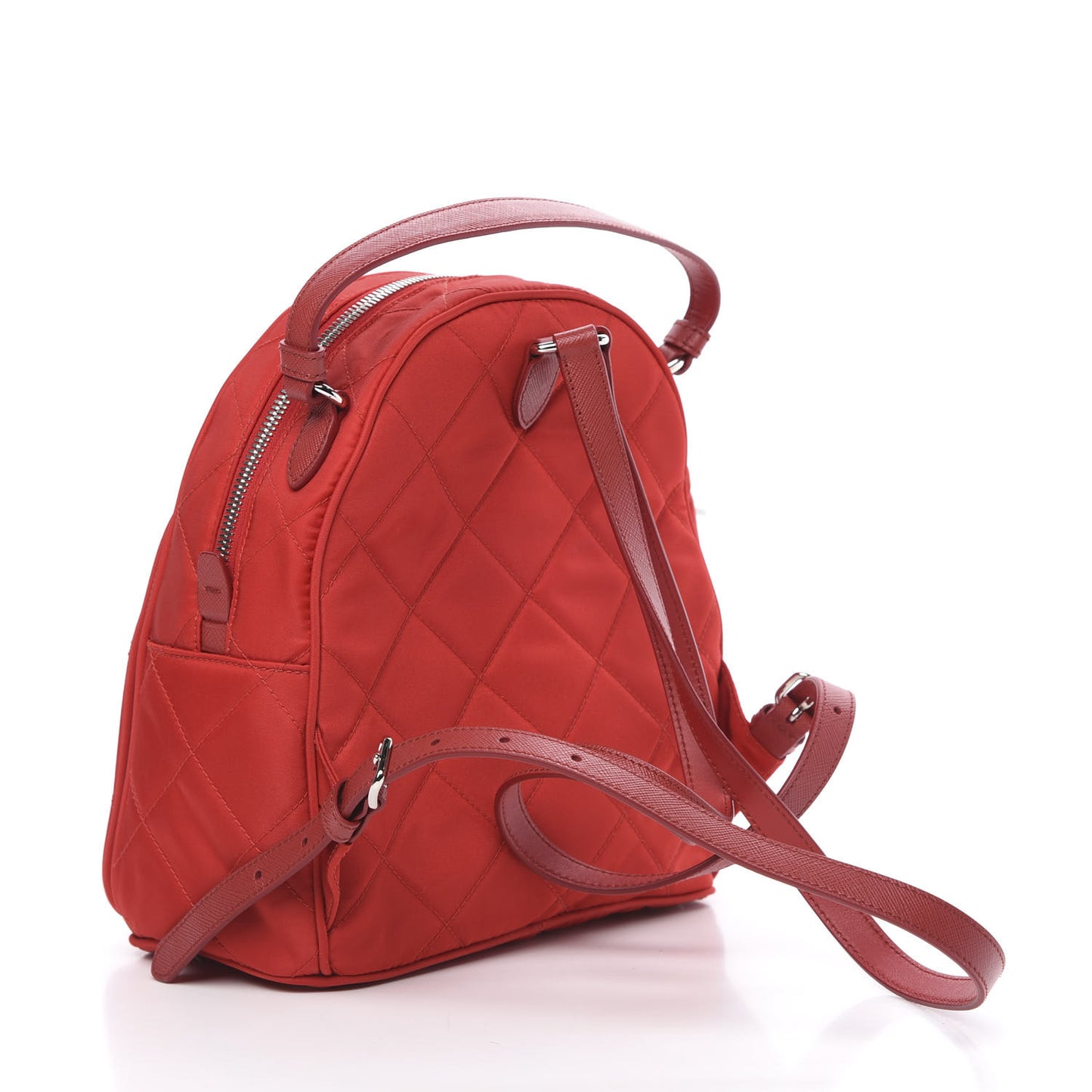 Nylon Tessuto Impuntu Quilted Backpack Rosso