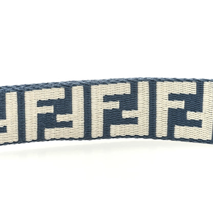 Fendi Jacquard Ribbon Vitello King FF Bi-Color Intreccio Adjustable Strap You Avio Latte 3 of 5