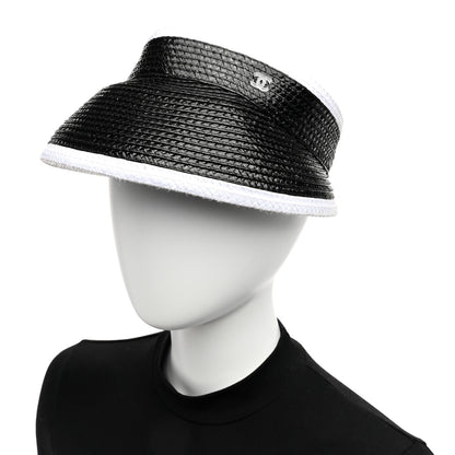 Chanel Raffia Visor M Black White 2 of 7