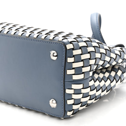 Fendi Calfskin Woven Mini Peekaboo Iconic Satchel Mirto White Ice 8 of 8