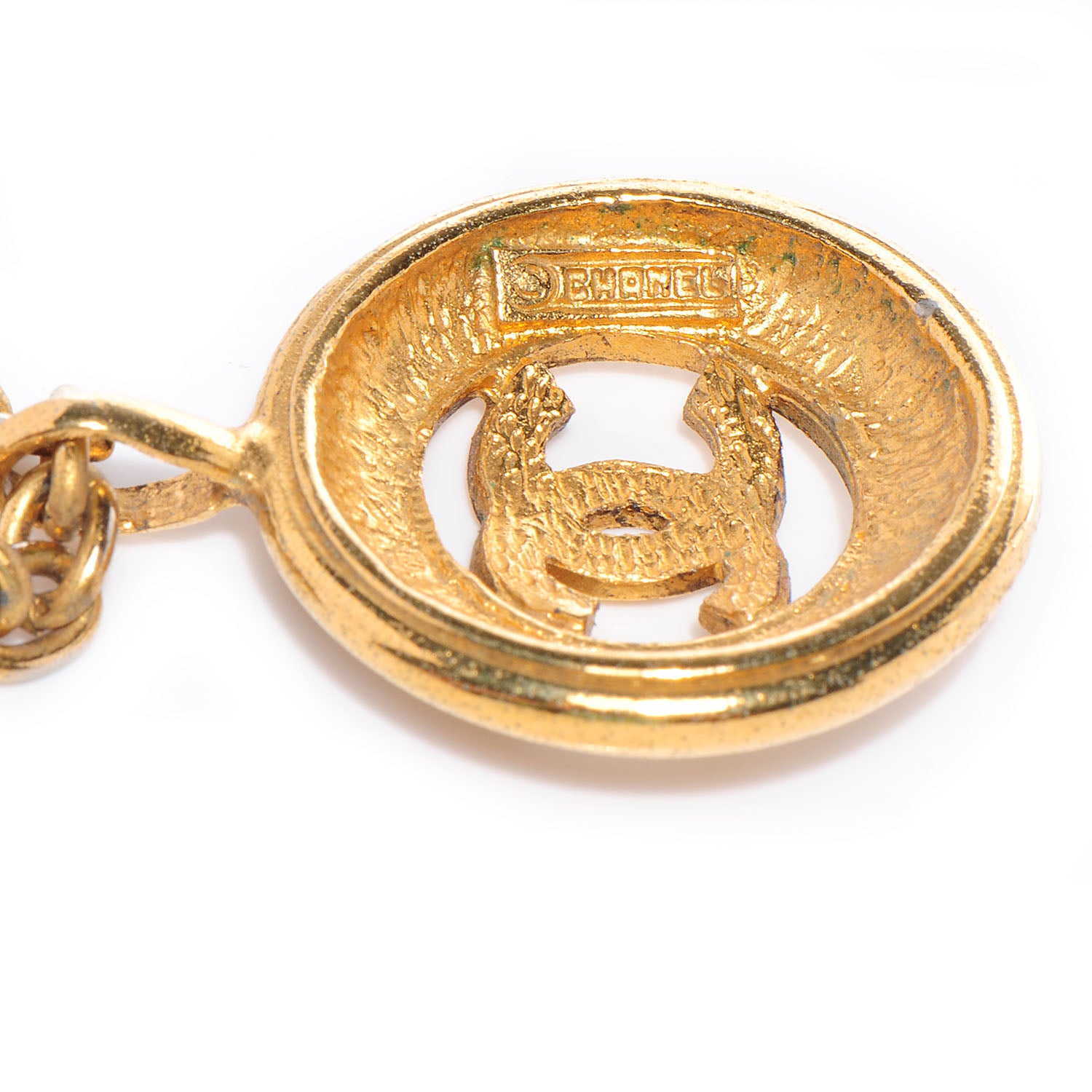 Chanel Sunburst Cutout CC Necklace Gold 4 of 5
