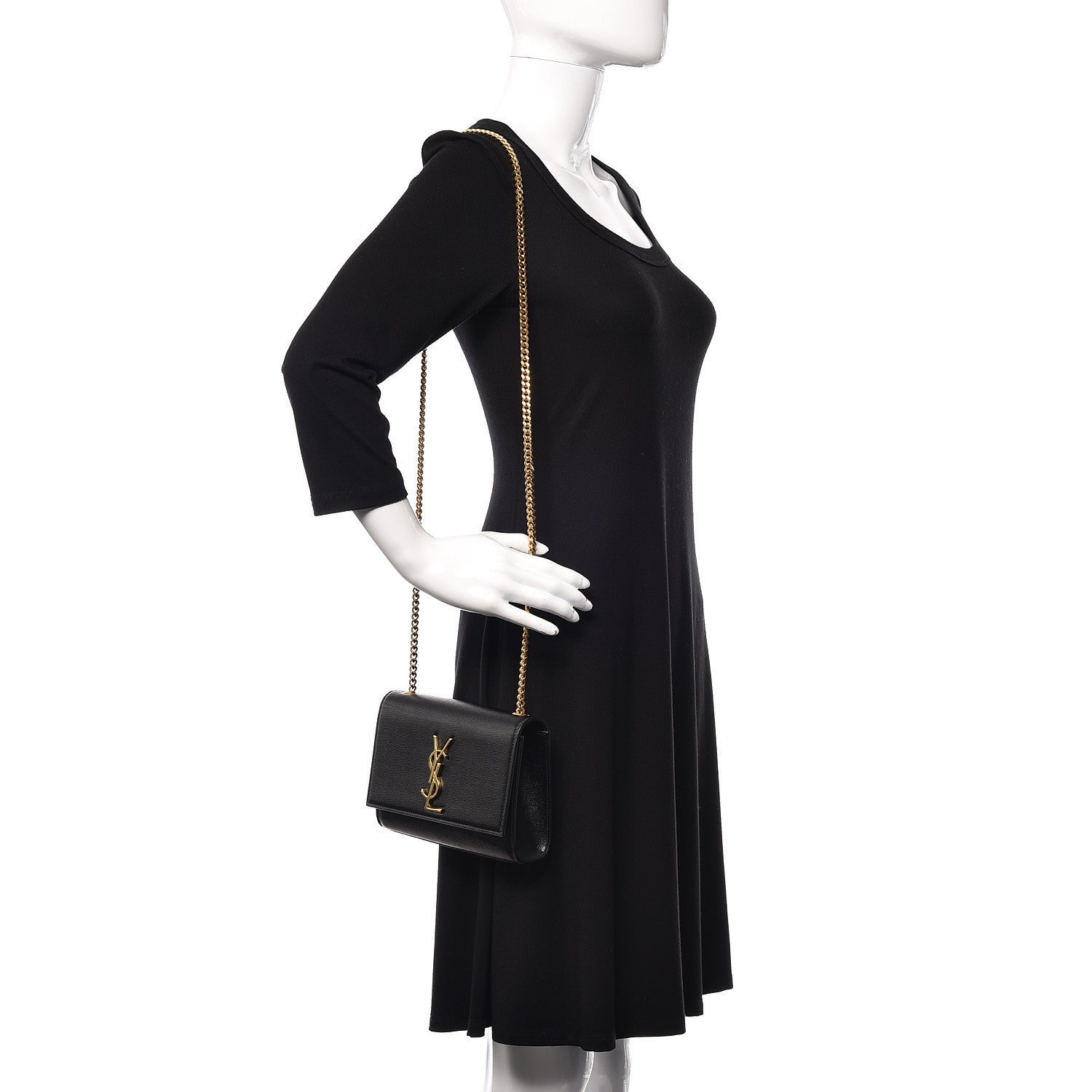 Saint Laurent Grain De Poudre Small Monogram Kate Satchel Black 2 of 10
