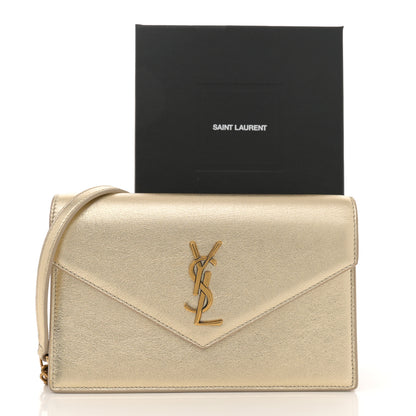 Saint Laurent Metallic Calfskin Monogram Envelope Chain Wallet Gold 13 of 13