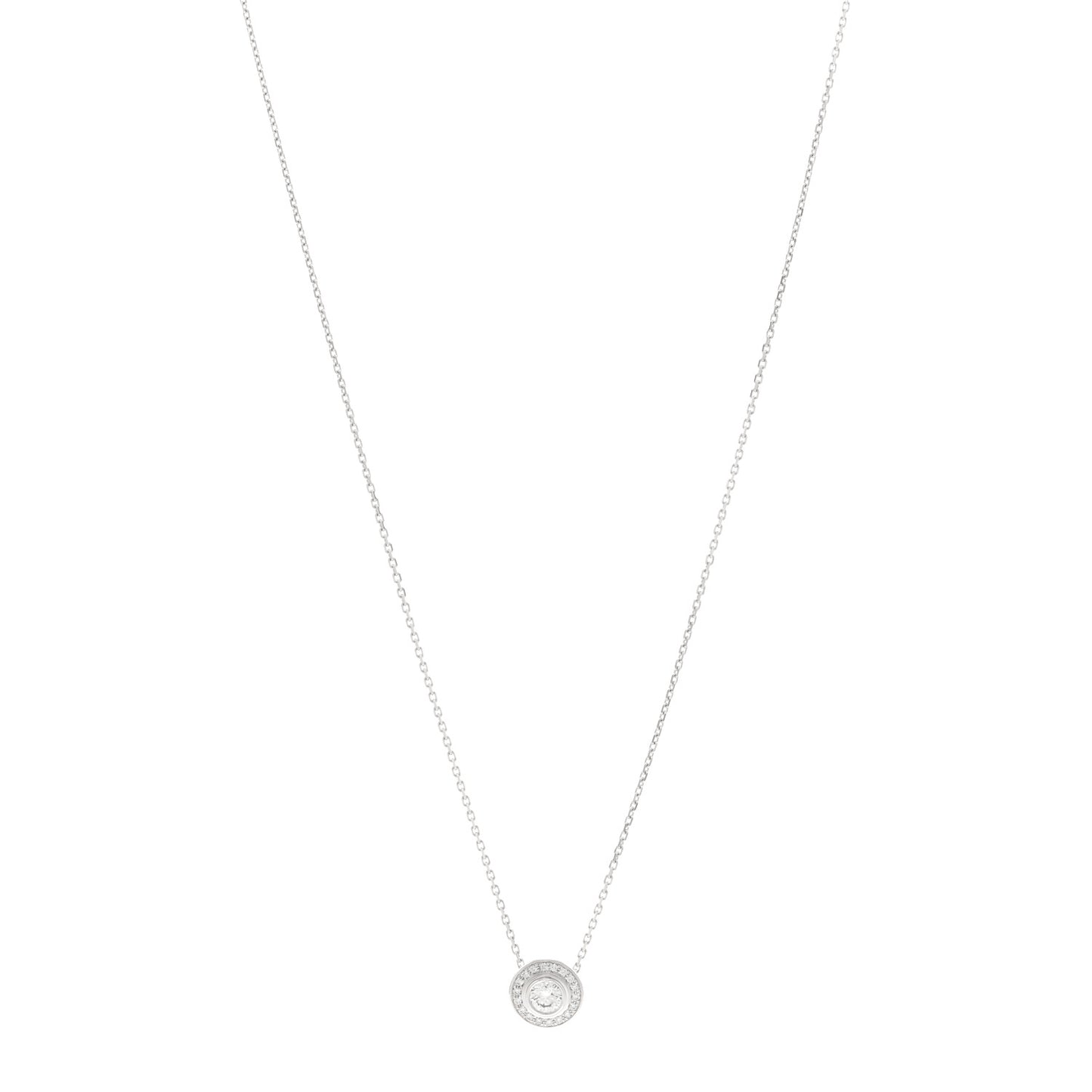 18K White Gold Diamond 21.ctw D'Amour Pave Pendant Necklace