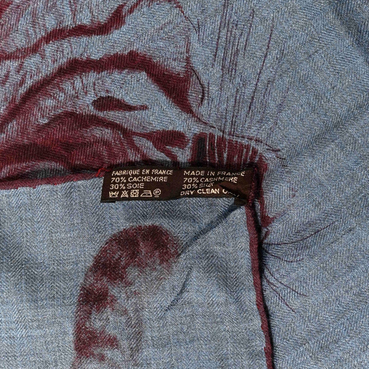 Cashmere Silk Dans L'atelier Shawl 140 Bleu Chine Prune Cassis