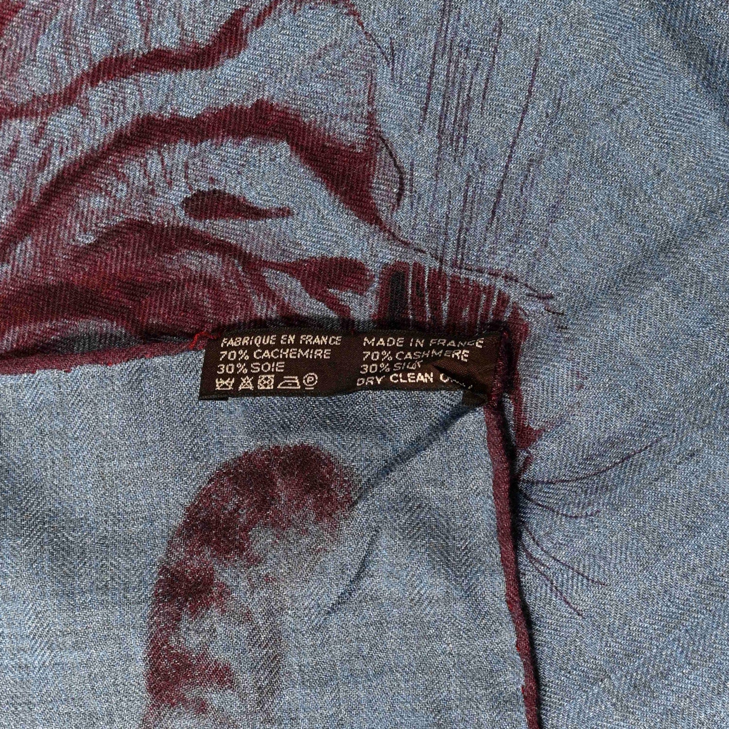 Hermes Cashmere Silk Dans L'atelier Shawl 140 Bleu Chine Prune Cassis 2 of 5