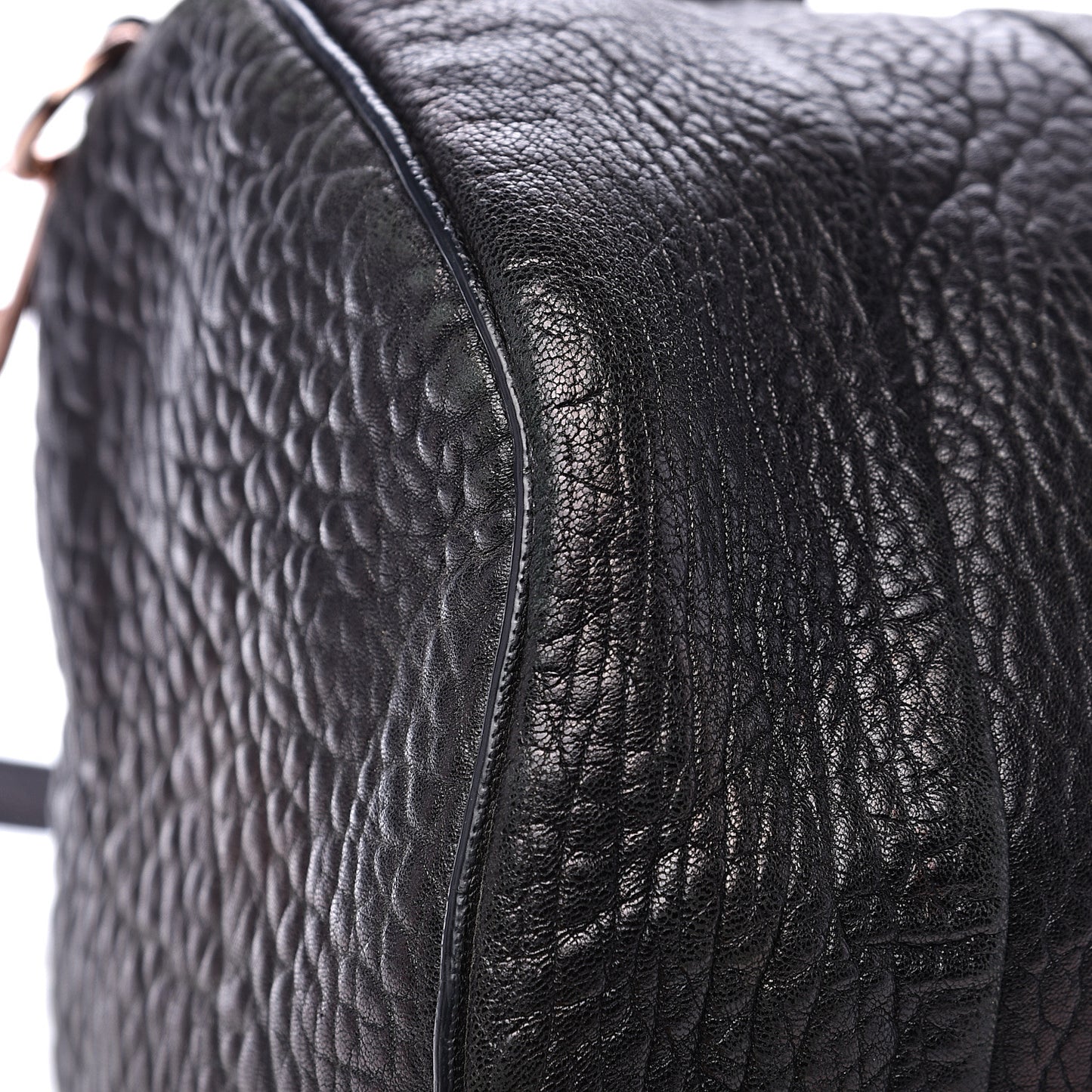 Pebbled Lambskin Rocco Black Rose Gold Hardware