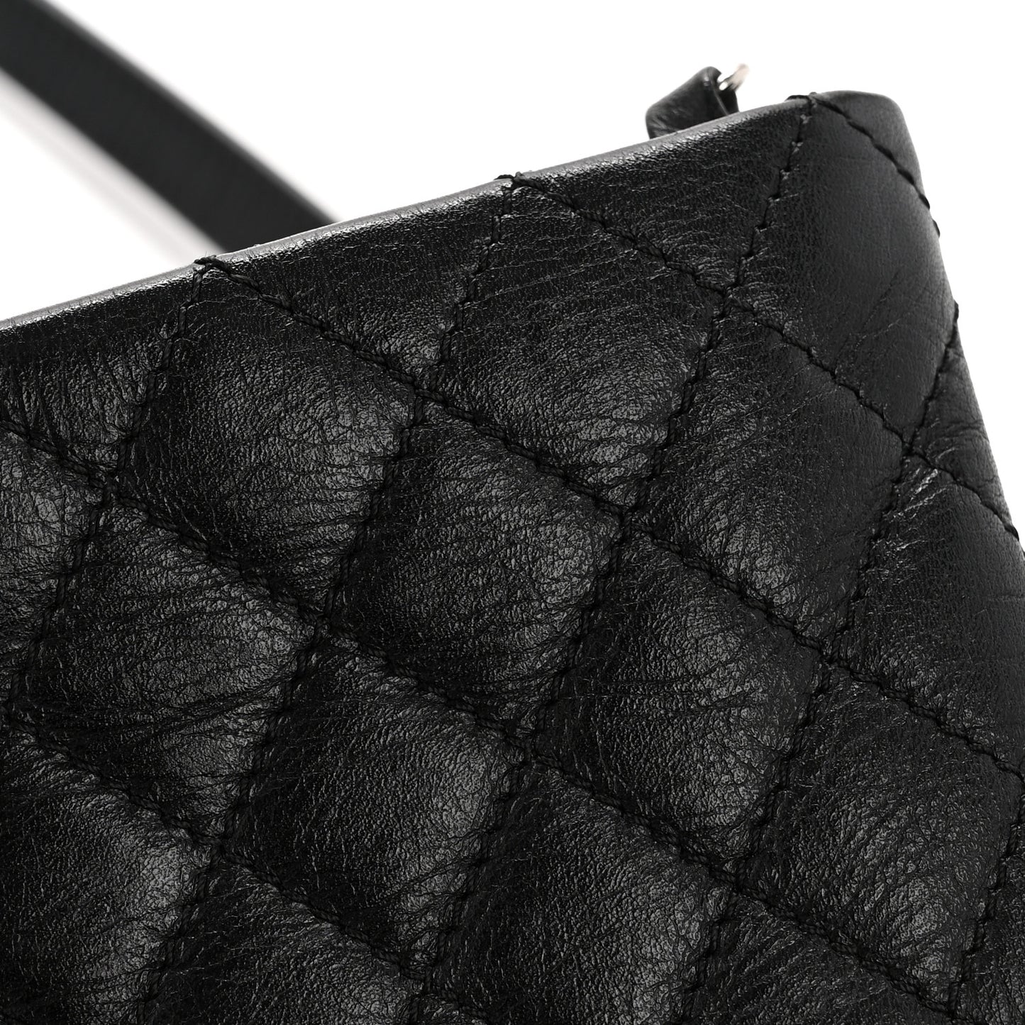 Aged Calfskin Quilted Crossbody Bag Black