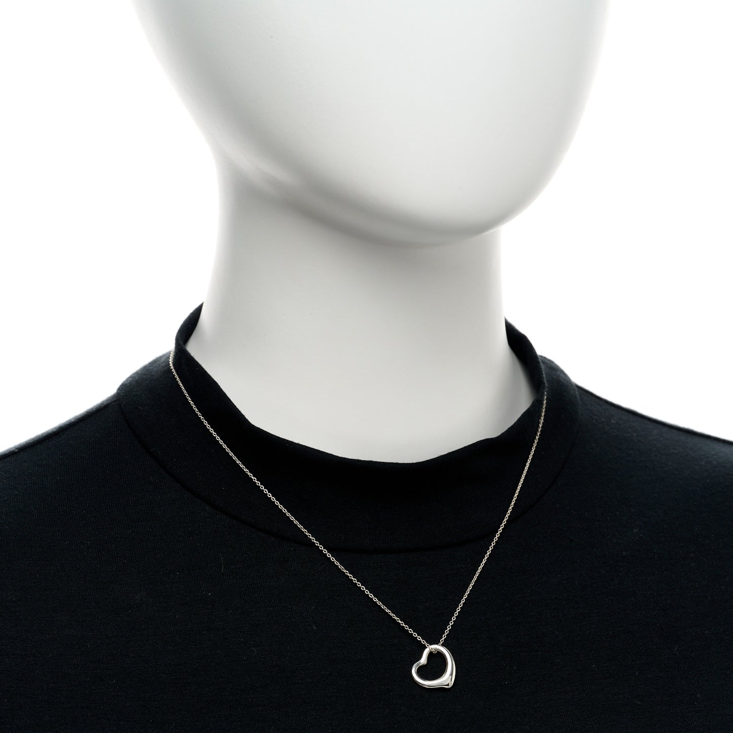Sterling Silver 16mm Elsa Peretti Open Heart Pendant Necklace