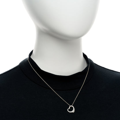 Tiffany Sterling Silver 16mm Elsa Peretti Open Heart Pendant Necklace 2 of 5