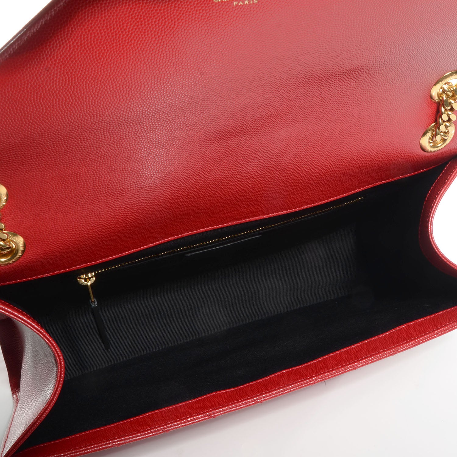 Saint Laurent Textured Matelasse Large Classic Monogram Satchel Lipstick Red 4 of 9