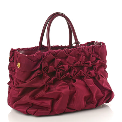 Prada Tessuto Nylon Origami Pleated Tote Barolo 2 of 9