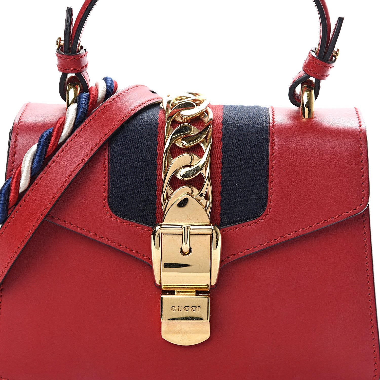 Gucci Calfskin Mini Sylvie Top Handle Bag Hibiscus Red 9 of 9