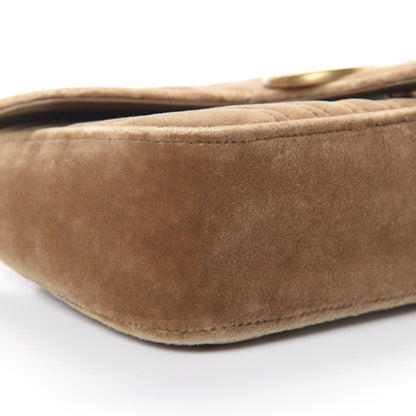 Gucci Velvet Matelasse Small GG Marmont Shoulder Bag Taupe 8 of 12