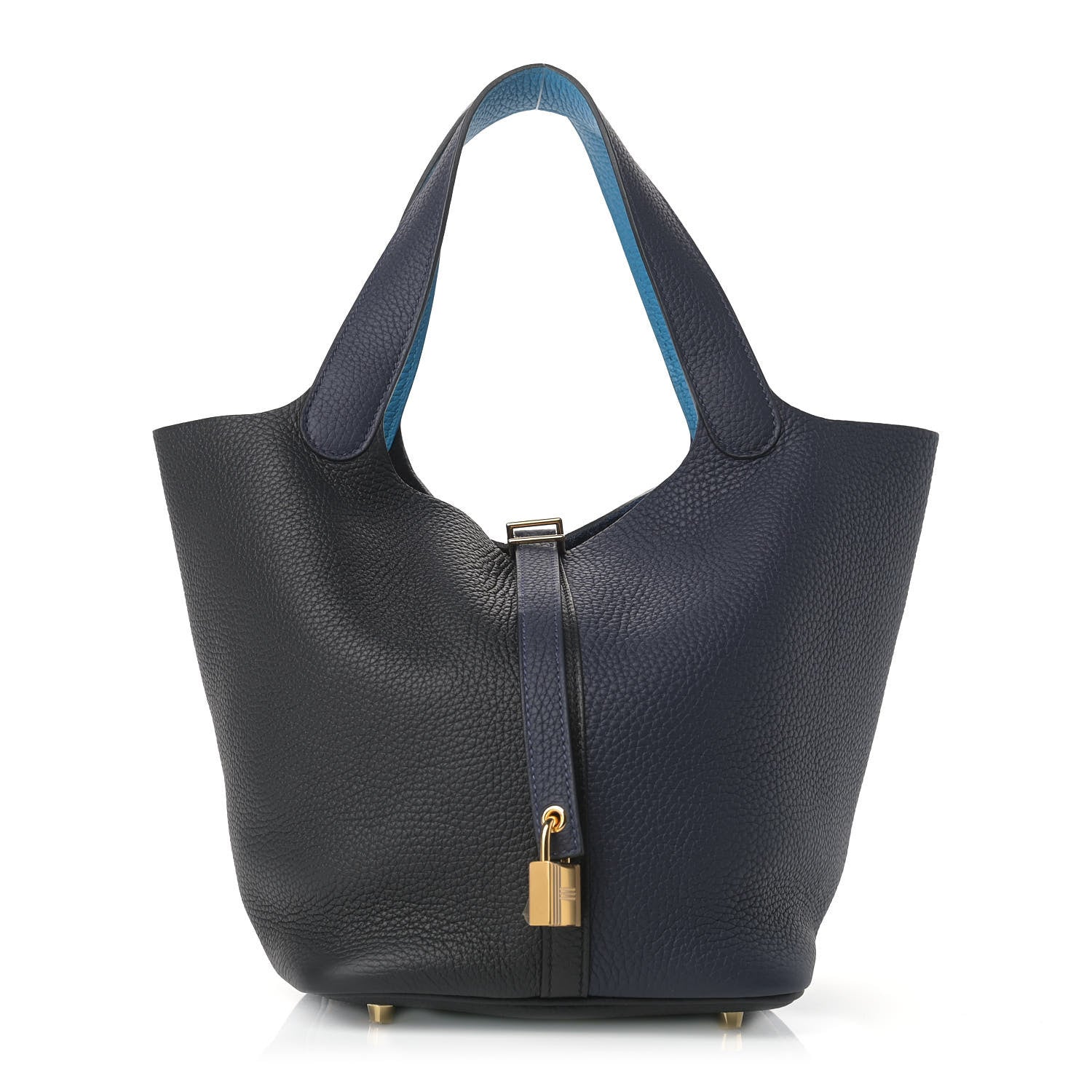 Hermes Taurillon Clemence Casaque Picotin Lock 22 MM Bleu Nuit Black Blue Frida 1 of 9