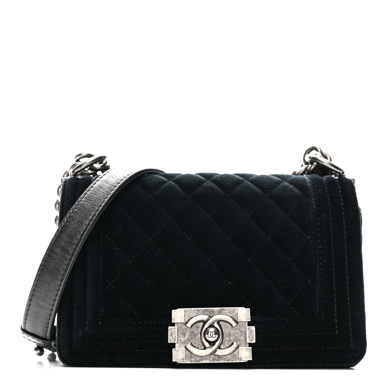 Chanel Velvet Quilted Small Boy Flap Black 1 of 12