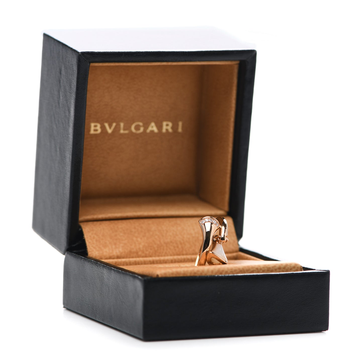 18K Rose Gold Diamond Mother of Pearl Divas' Dream Charm Ring 55 7.25