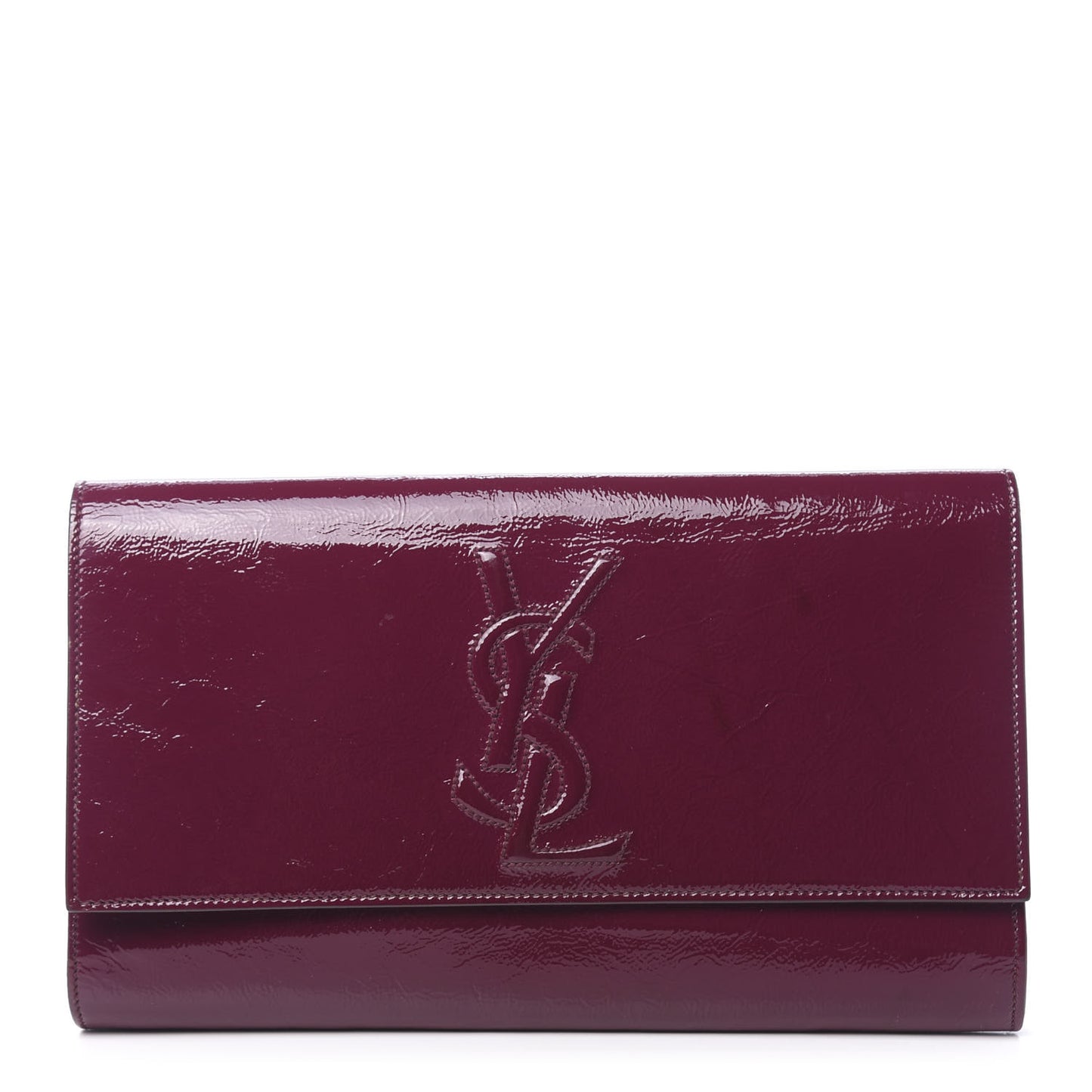 Textured Patent Monogram Large Belle De Jour Clutch Burgundy