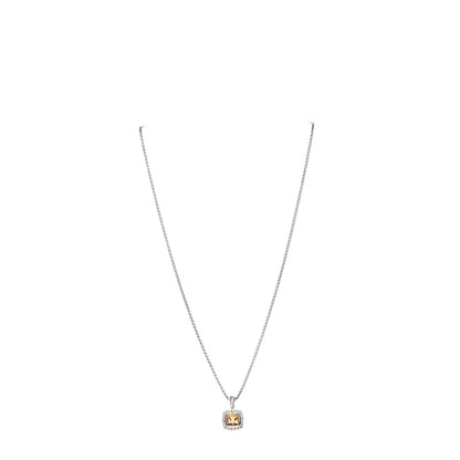 David Yurman Sterling Silver Diamond Citrine 7mm Petite Albion Pendant Necklace 4 of 6