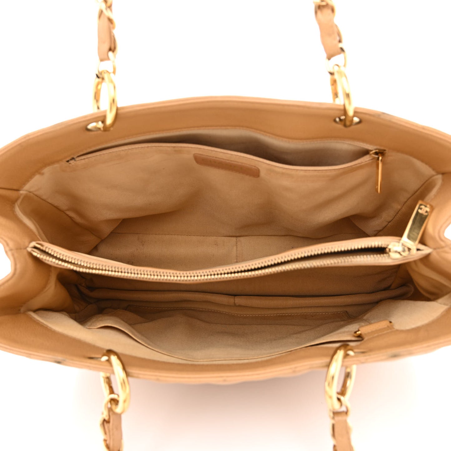 Caviar Quilted Grand Shopping Tote GST Dark Beige