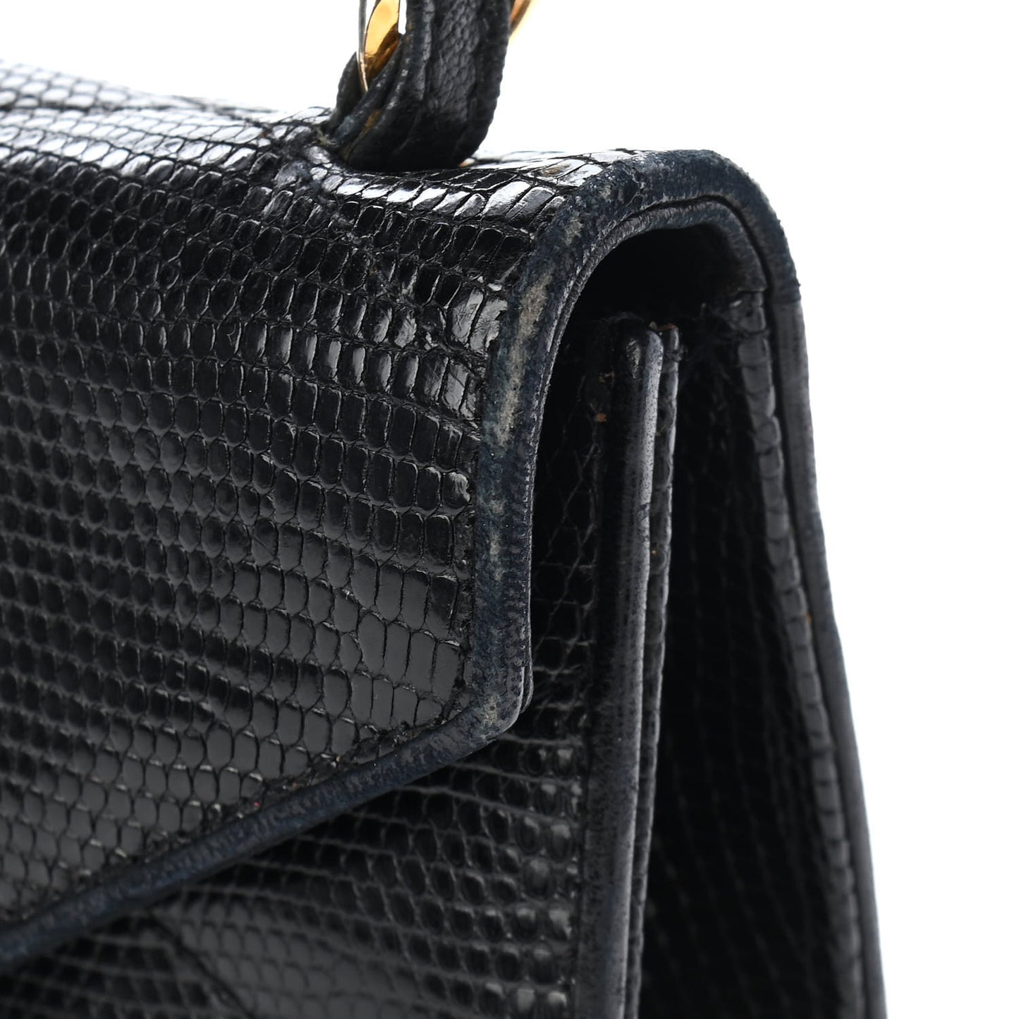 Lizard Quilted CC Single Flap Bag Black
