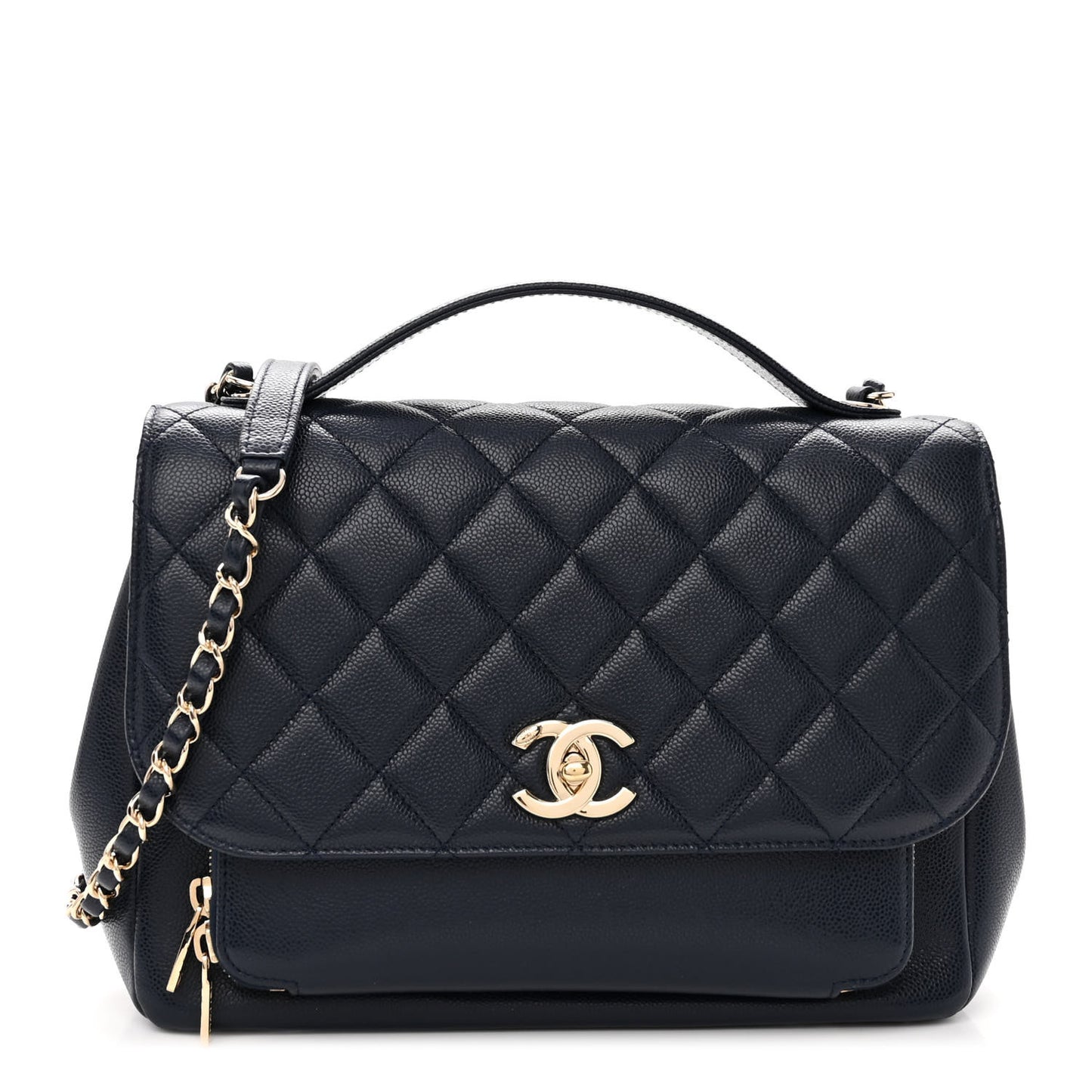 Caviar Quilted Large Business Affinity Flap Navy