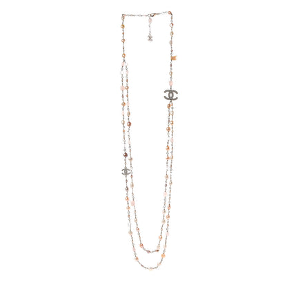 Chanel Pearl Beaded CC Long Necklace Pink Gold 3 of 5