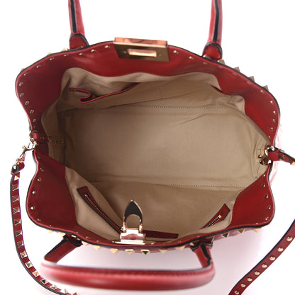 Valentino Garavani Vitello Rockstud Dome Satchel Red 4 of 7