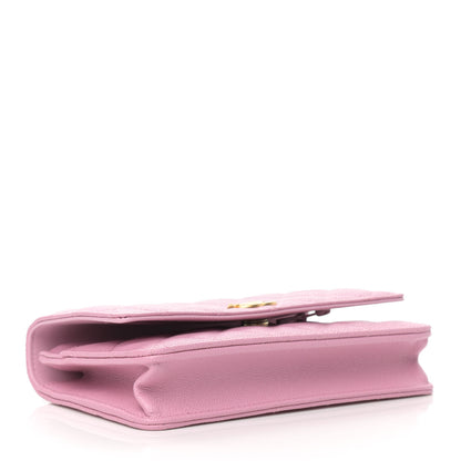 Chanel Shiny Caviar Quilted Pick Me Up Wallet On Chain WOC Pink 4 of 12