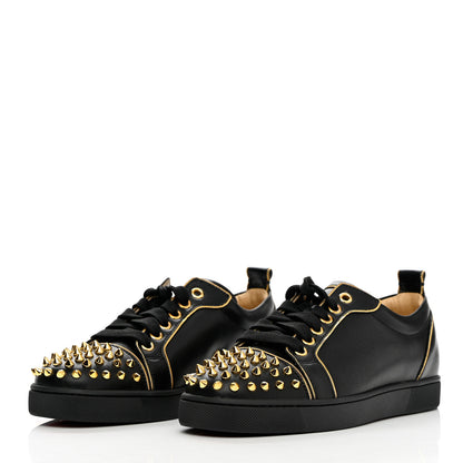 Christian Louboutin Calfskin Spikes Womens Rush Flat Sneakers 36.5 Black Gold 3 of 12