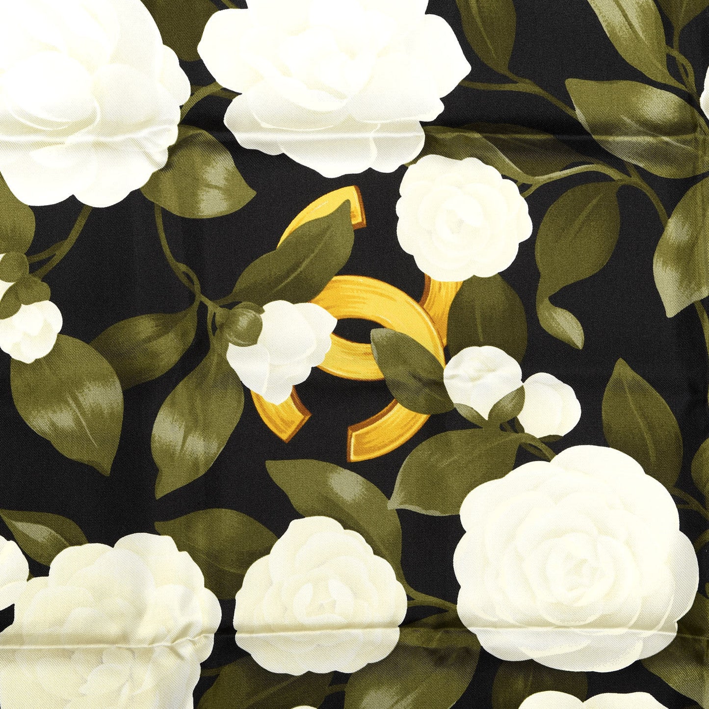 Silk CC Logo Camellia Scarf Black