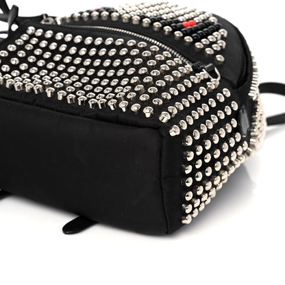 Fendi Nylon Vitello Dolce Studded Monster Mini Backpack Black 6 of 12