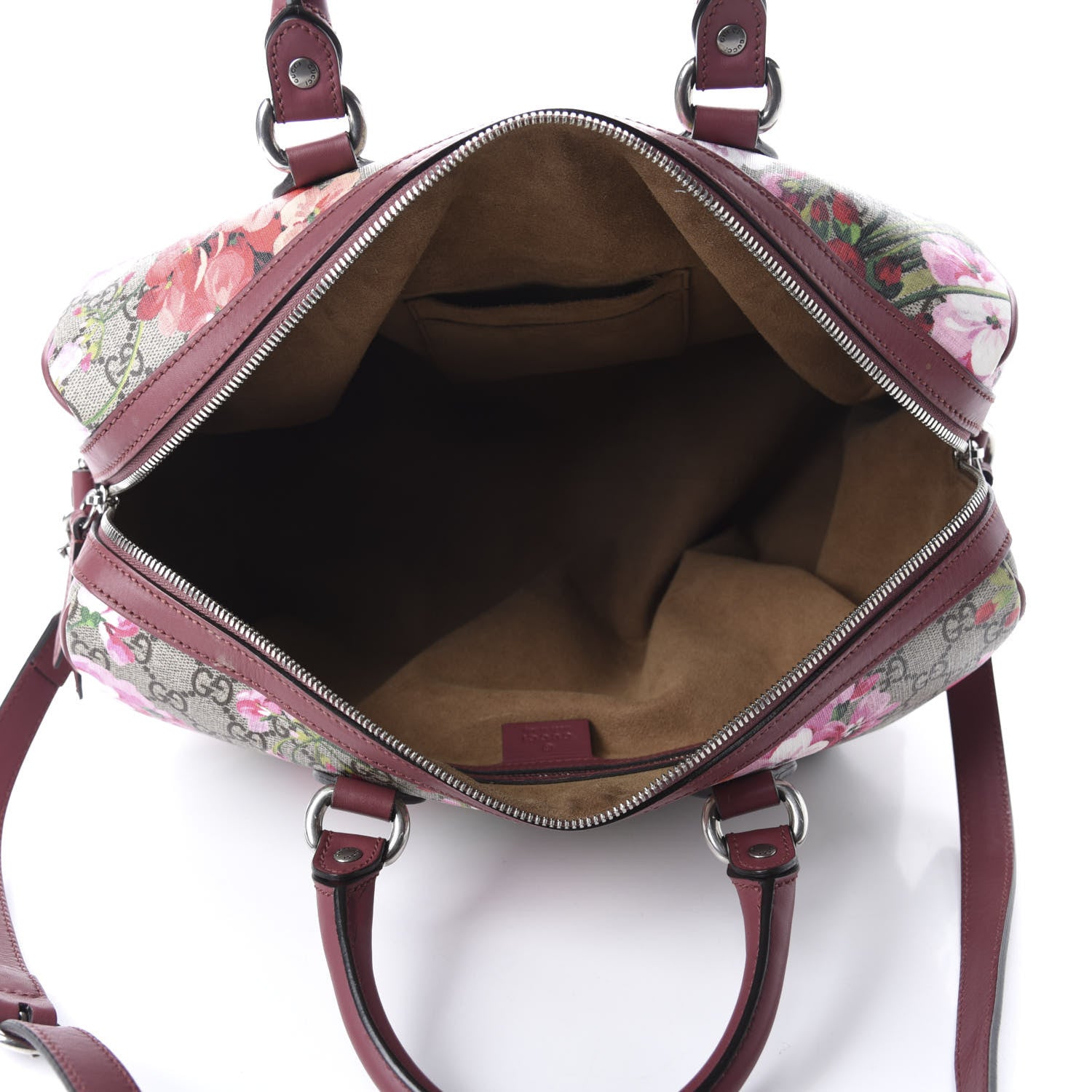Gucci GG Supreme Monogram Blooms Medium Boston Beige Multicolor Dry Rose 5 of 11