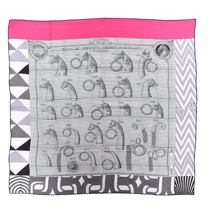 Hermes Silk Manufacture de Boucleries Scarf 90 Blanc Rose Indien Gris 1 of 5