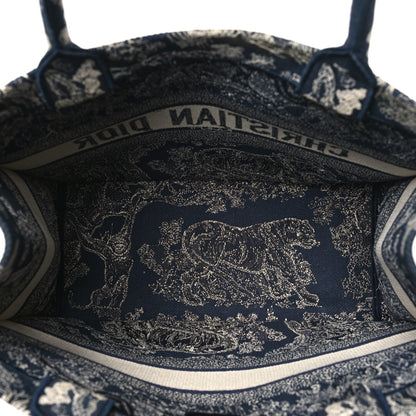 Christian Dior Canvas Embroidered Medium Toile De Jouy Reverse Book Tote Blue 5 of 13