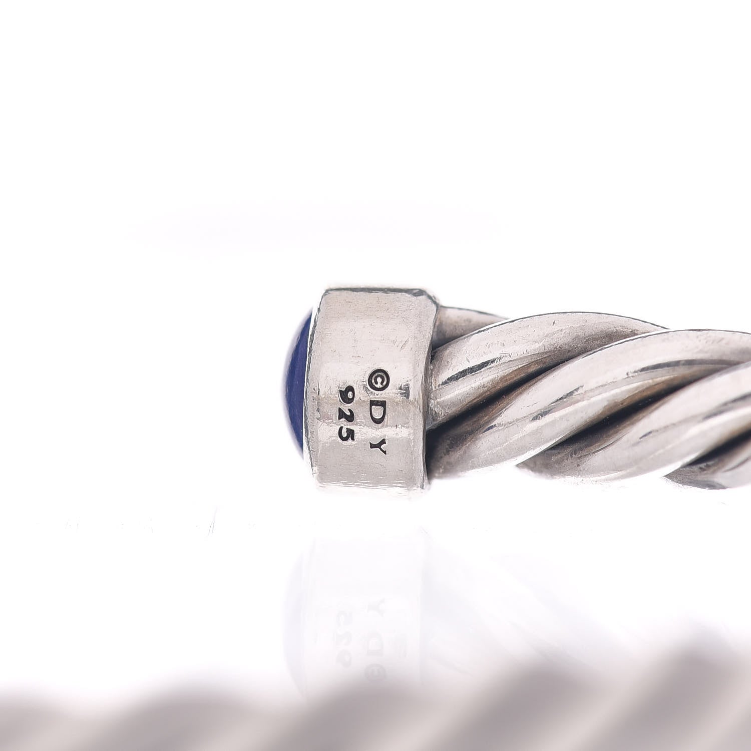David Yurman Sterling Silver Lapis Lazuli 6mm Cable Classic Cuff Bracelet 4 of 4