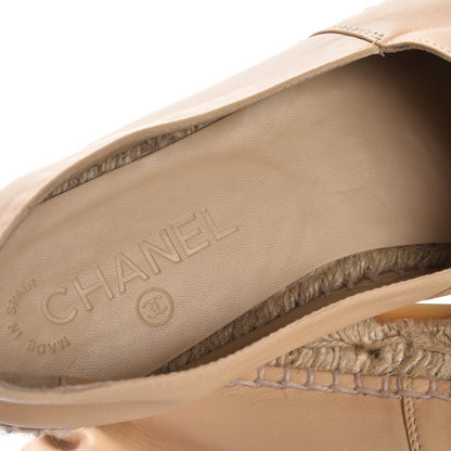 Chanel Lambskin CC Espadrilles 40 Beige Black 7 of 8
