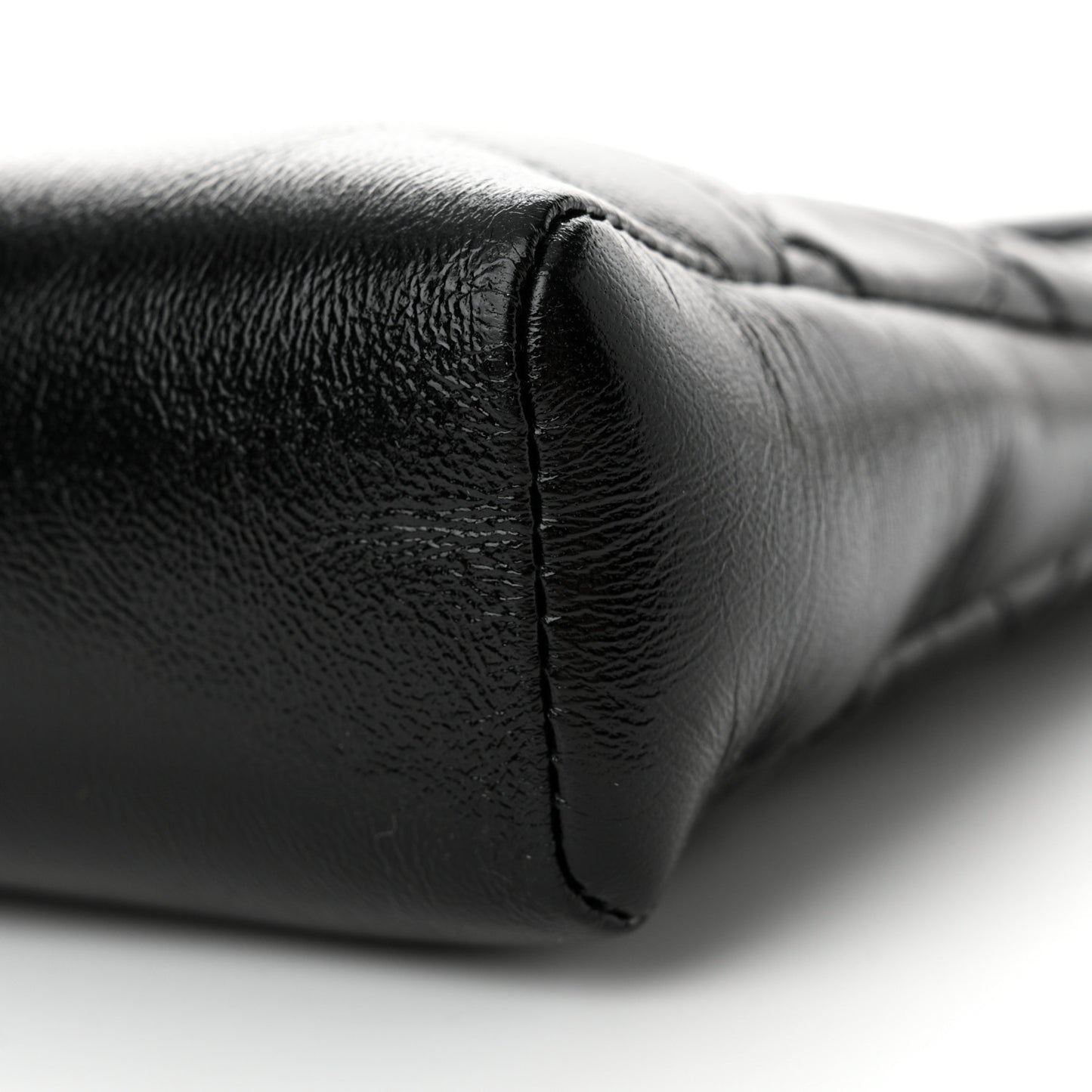 Shiny Lambskin Quilted Mini 31 Shopping Bag Black